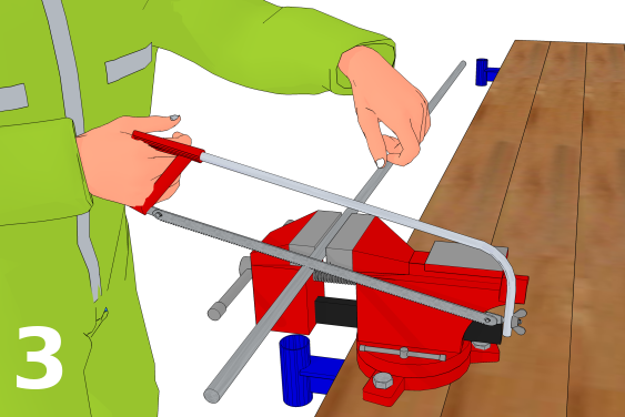 Découper la tige filetée avec une scie à métaux